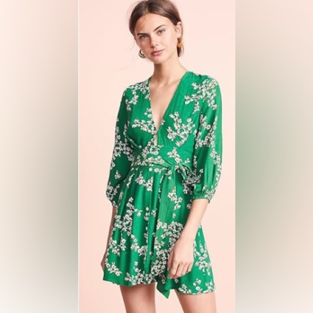 Faithfull The Brand Green Floral Dress